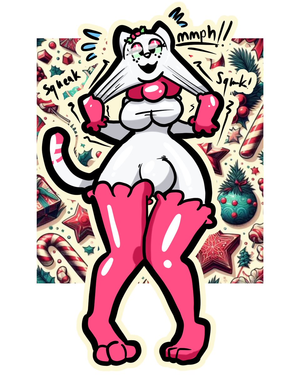 Help! I tried on this stupid vintage peppermint cat costume and now I can’t take it off!!! 💦💦💦@acstlu