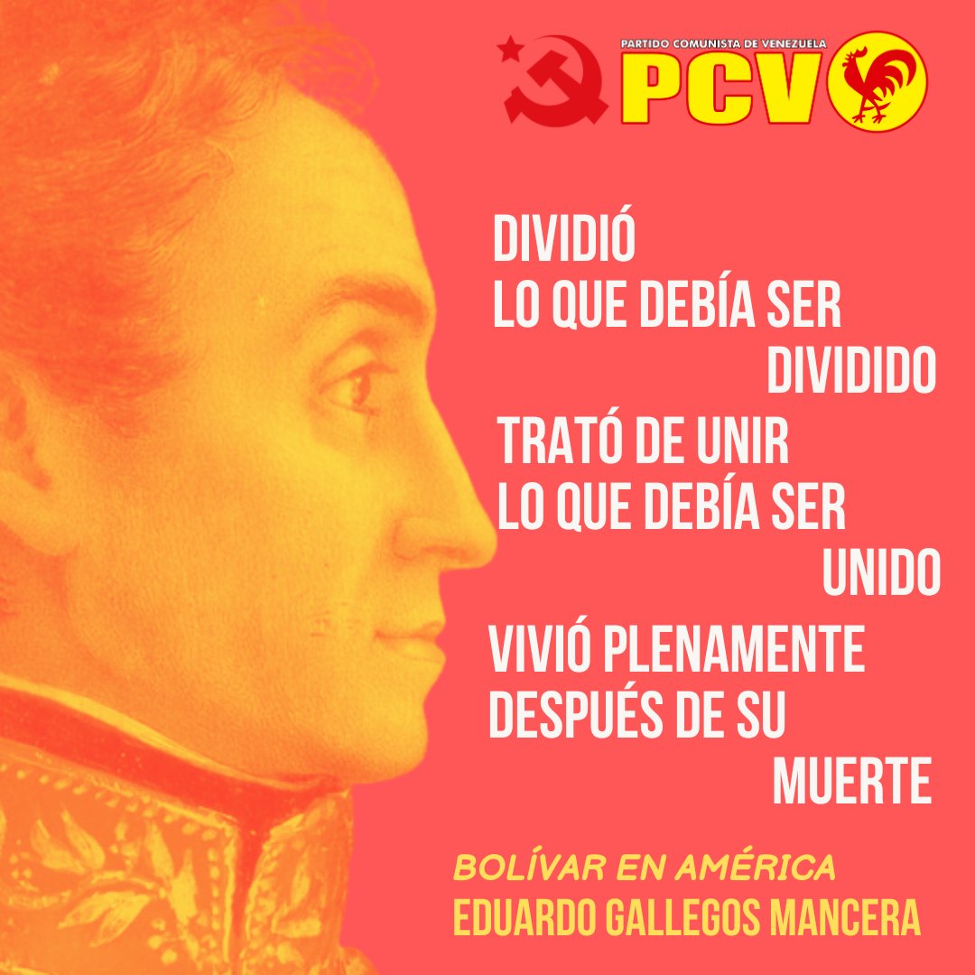 #17Dic Bolívar vive plenamente en las luchas del bravo pueblo venezolano contra la opresión y contra los enemigos históricos de su liberación definitiva. ¡Bolívar vive en cada combate por nuestro derecho a vivir con dignidad! #SumandoFuerzas #OrganizandoLuchas