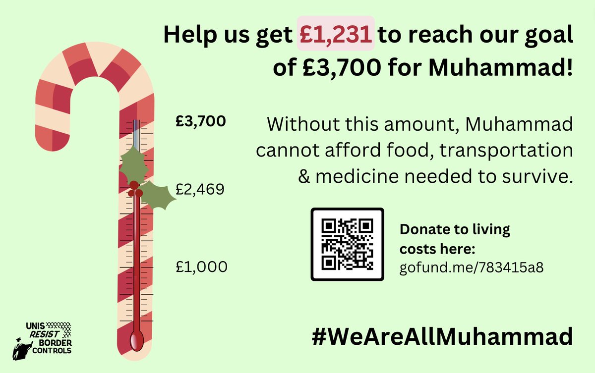 Thanks to the £200 from @UCU_Stirling, we need an additional £1,231 to make our funding goal. Please give generously to the #WeAreMuhammad 🎄drive. We're raising funds to help Muhammad's living costs for the next 3 months for reasons outlined here: thenational.scot/news/23954014.…