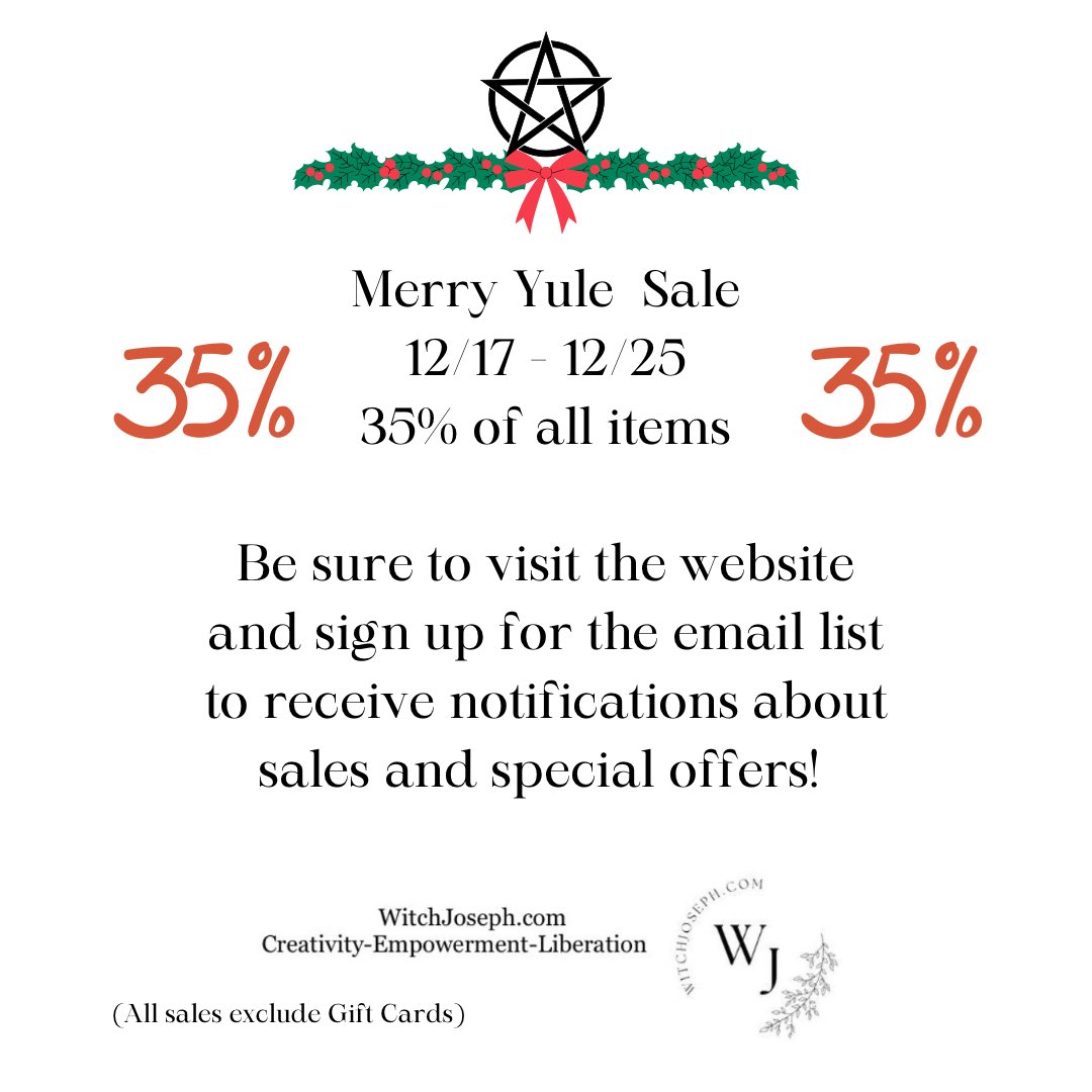 Don’t miss out on our 35% off “Merry Yule Sale in preparation for the Winter Solstice and other Holidays xoxox
#wintersolstice #yule #xmas #festivaloflight #hannukah #christmas #perfectgift #homemadegift #handcraftedgift #handmadecard #witchjoseph #Diwali