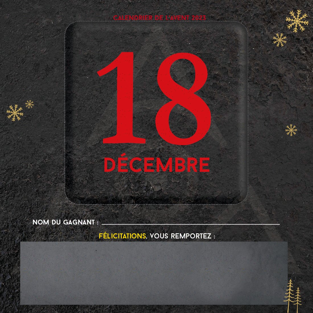 🎄🎁🎁🎁 Déjà le 18 ?! Mais où passe le temps ?!

📅Chaque jour, gagnez un lot !
Vous avez jusqu'à 18h pour participer avec :
- Un follow
- Un partage Facebook et/ou Twitter

#Calendrier #Avent #JDR