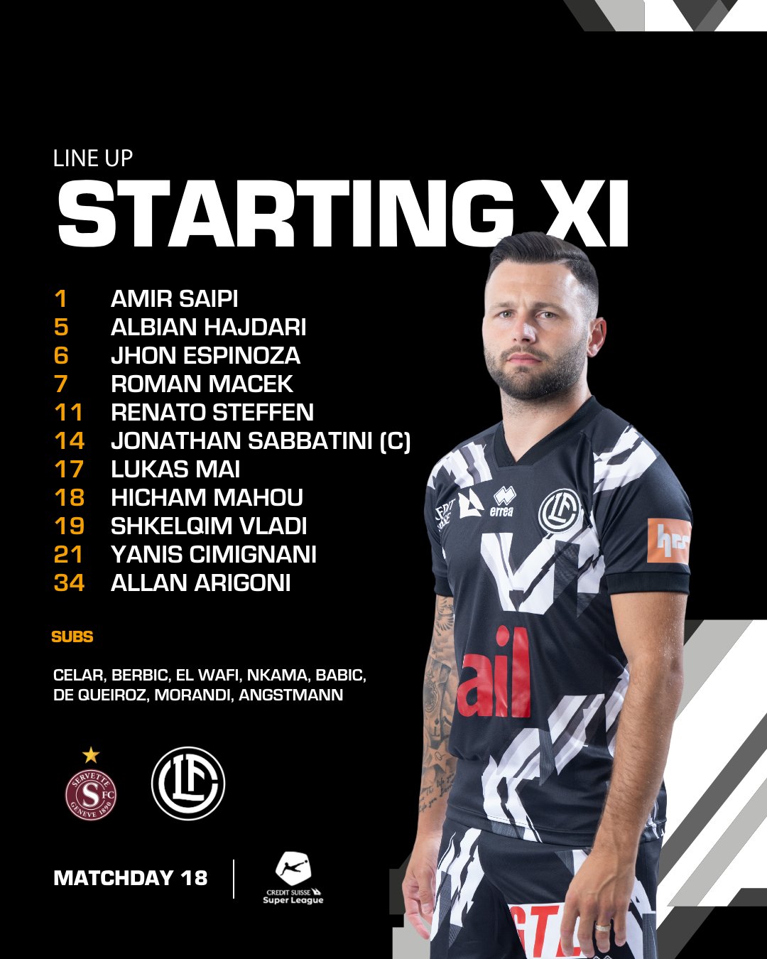 FC Lugano on X: ⚪⚫ 𝐑𝐄𝐀𝐃𝐘 𝐓𝐎 𝐑𝐔𝐌𝐁𝐋𝐄 ⚽ Ecco la nostra formazione  ufficiale per la sfida dello Stade de Genève contro il Servette, l'ultima  partita del 2️⃣0️⃣2️⃣3️⃣ bianconero ⚔️ #fclugano #lugano #