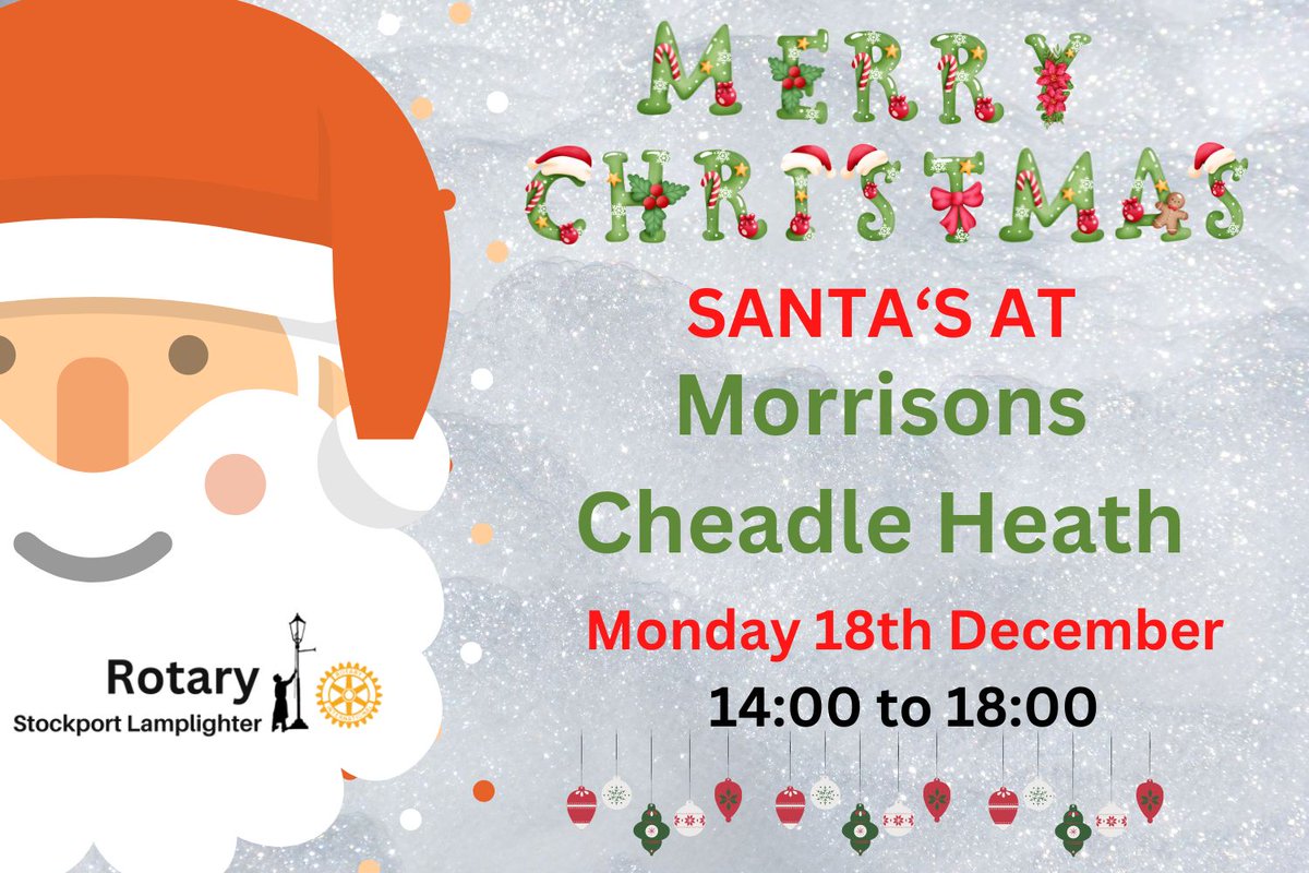 On Monday 18th Santa is at Morrisons Cheadle Heath