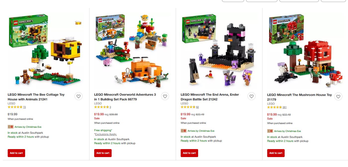 Cheap Ass Gamer on X: LEGO Minecraft Sets $19.99 Each via Target