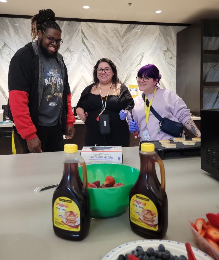 Good stuff happening. Today at The Bridge, shelter staff are making pancakes for everyone staying there. That’s 7 floors with almost 200 people!