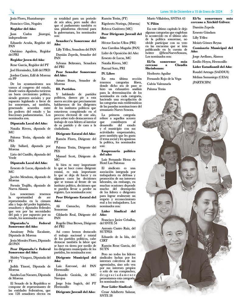 Lista la Edición impresa 1193 en formato digital en nuestro portal. nuevosonora.com/page/impreso/   En portada Jorge Elías Retes, alcalde de Navojoa, reza a Dios y pacta con el diablo; en contraportada las tradicionales nominaciones de Nuevo Sonora de este 2023.