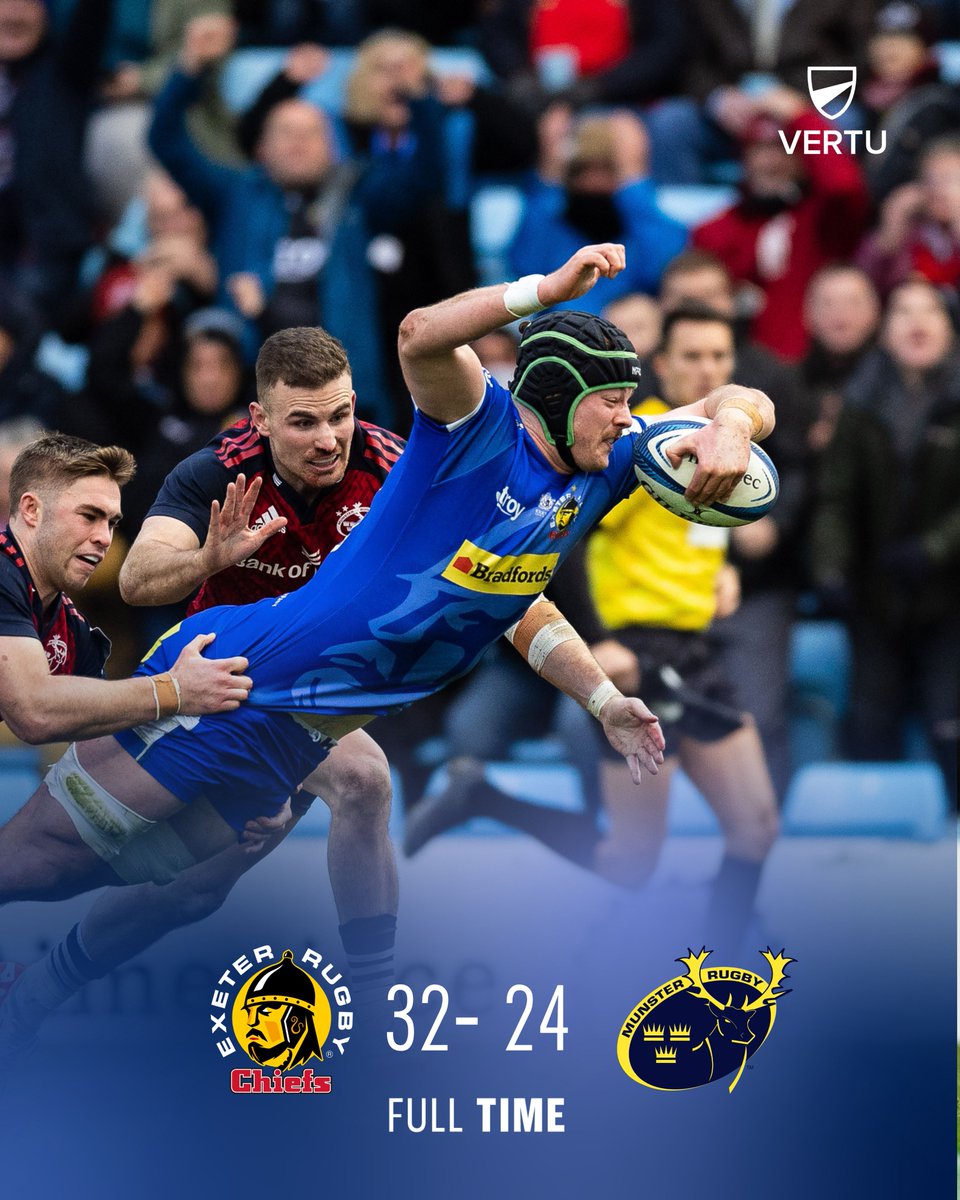 Full time at Sandy Park, and the crowd has gone wild. We've done it! We've come from behind to defeat Munster.

⚔️ 32 - 24 🔴

#EXEvMUN | #JointheJourney