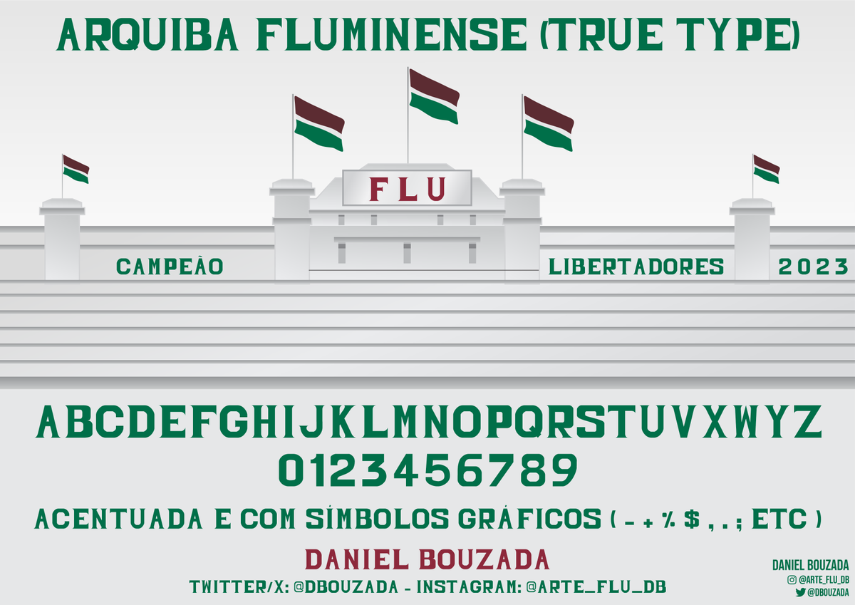 DBouzada's tweet photo. Consegui fazer o aquivo TrueType (.TTF) da tipografia usada pelo Flu na aquibancada em Laranjeiras que eu desenhei.

Quem quiser baixar e usar:

https://t.co/S8CmfIuh2F https://t.co/SWFKQzhBAE