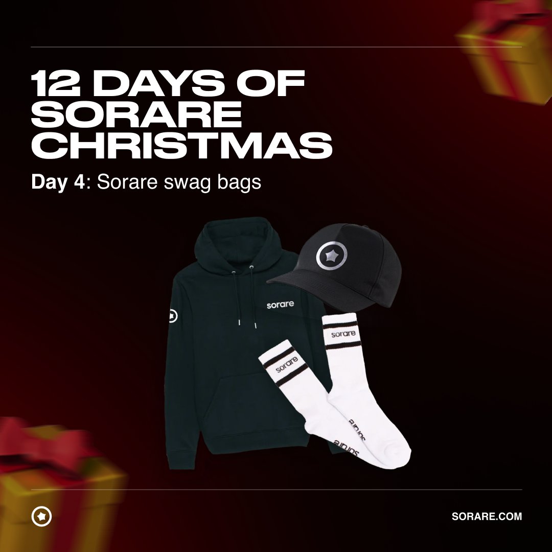 🎄 12 Days of Sorare Christmas 🎅 The perfect holiday gift doesn't exi-- Enter for a chance to win a Sorare merch swag bag! 1⃣ Follow @Sorare 2⃣ Repost this 3⃣ Reply with your username