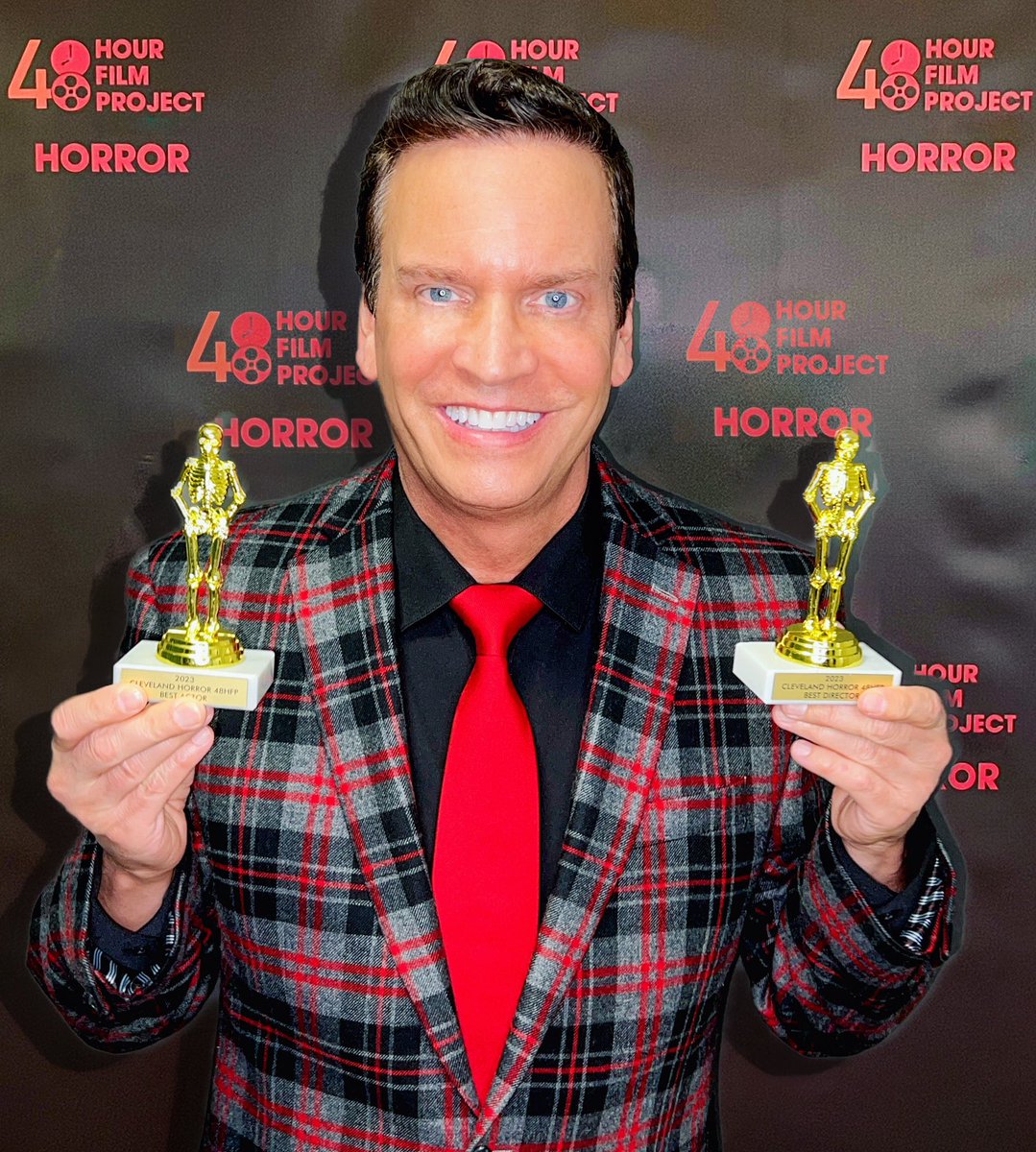 Grateful to win Best Actor and Best Director! Our horror film Eccentrip won 1st place at Cleveland Horror 48 Hour Film Project! So proud of our team and especially my co-Director Taylor Martin for going on this wild (Eccen)trip with me. Thank you to our awesome crew and cast at