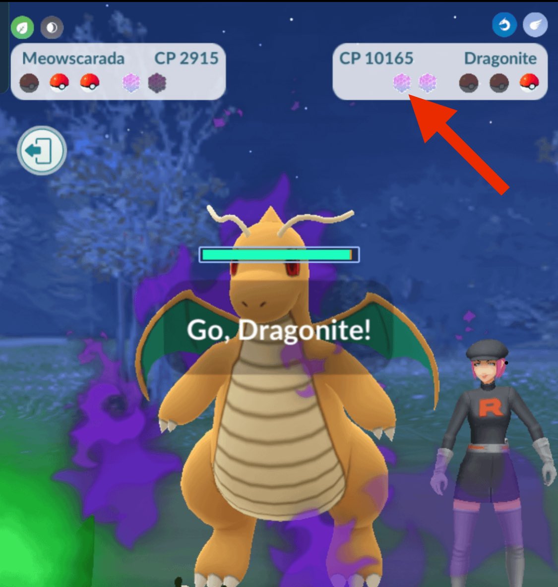 I had to repost this… 10k CP on a grunt’s Dragonite. Seems a little excessive lol. #PokemonGo #GoodJobNiantic