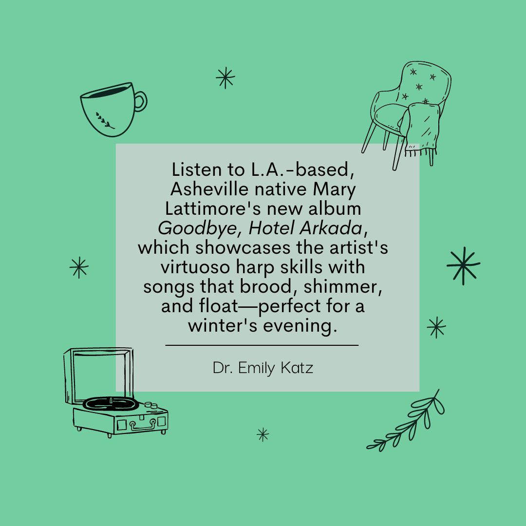 12 Days of AMST/FOLK Cheer, Day 6: On the sixth day of faculty recommendations, Dr. Emily Katz suggests new music from @marylattimore to help set the tone for your winter break!