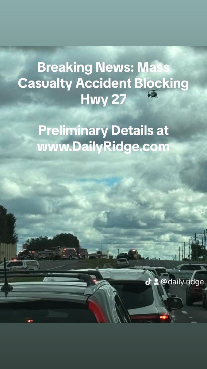 Mass Casualty Level 1 accident shuts down Hwy 27 near Haines City! Three Pediatric Trauma’s #polkcounty #masscasualtyincident
