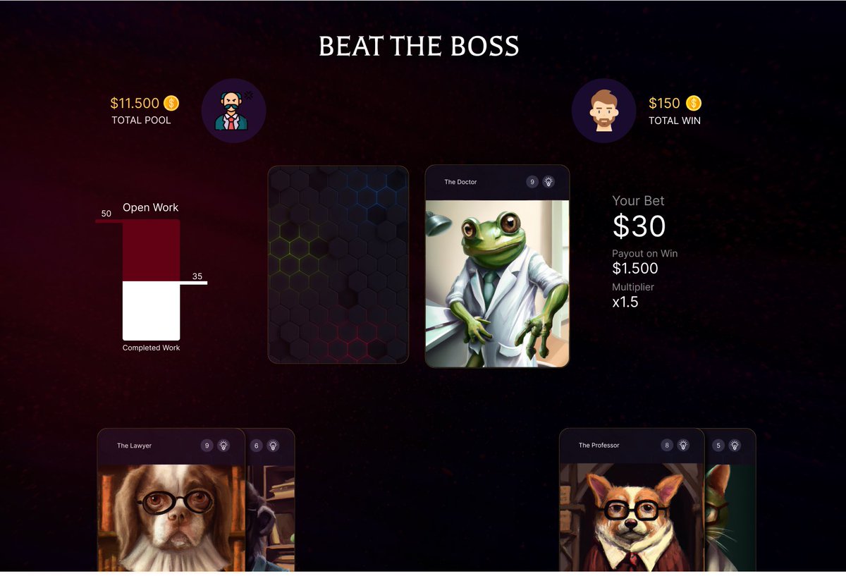 🎮 Exciting news! 🚀 Sneak peek at the initial UI draft for 'Beat the Boss,' our upcoming web3 card game! 🃏 Can't wait to share the gaming thrills and challenges. Stay tuned for more updates! 

#web3 #BeatTheBoss #cardgame #blockchain #blockchaingaming #nft #Gaming #GambleFi