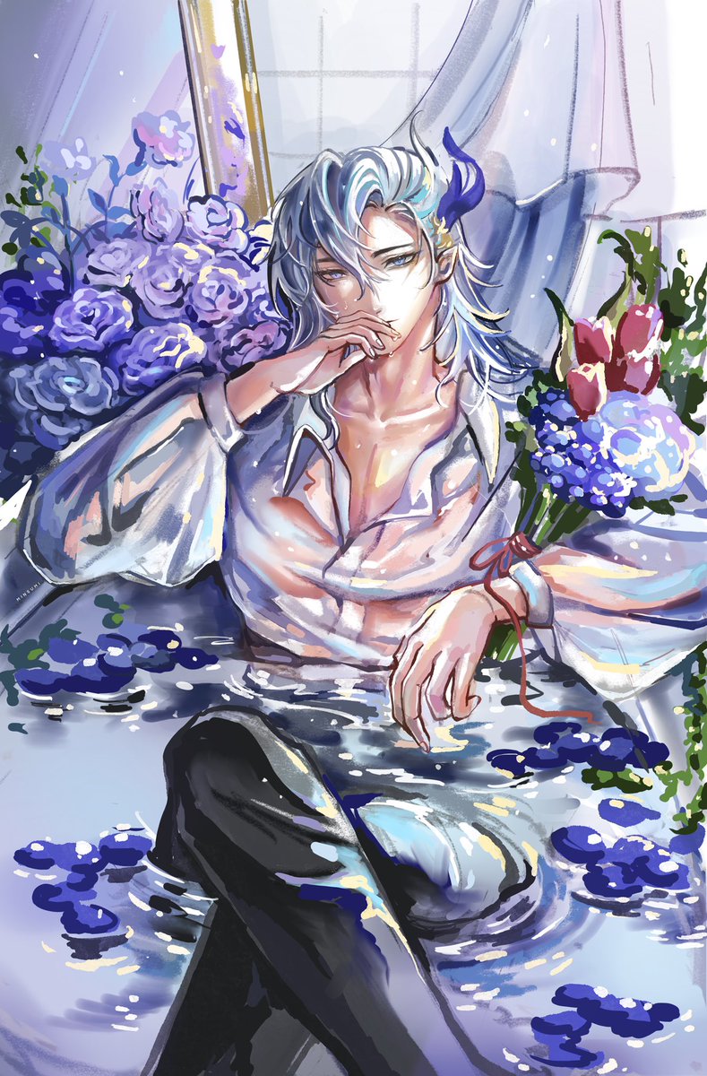 minsumi_'s tweet photo. #ヌヴィレット生誕祭2023  #Genshinlmpact  #Neuvillette 
Flowers for Neuvilette ‘s birthday 🎉 https://t.co/TS8oyxzibi