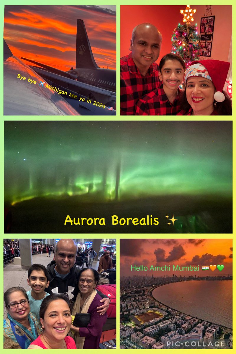 Touchdown ✈️ Amchi Mumbai 🇮🇳🧡🤍💚 #homefortheholidays after 3.5 years (Last visit March 6, 2020). What an incredible visual treat to the eyes enroute  - viewing the Aurora Borealis ✨ absolutely spectacle of Mother Nature, made up for our long flight and layover #happyholidays🎉