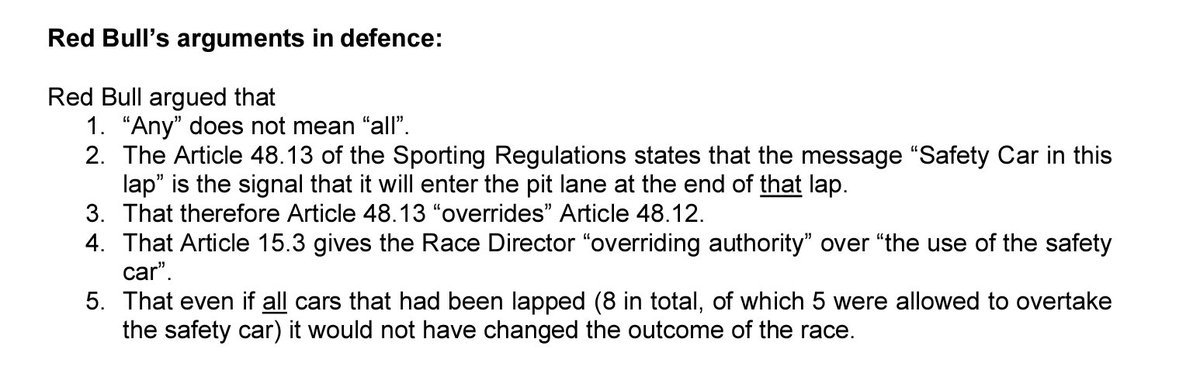 F1WDC2021 (@f1wdc2021) on Twitter photo That <a href="/redbullracing/">Oracle Red Bull Racing</a> were tasked with providing a defence of the interpretation of the regulations for #AD2021, begs the question 'who is in charge of #F1'
<a href="/MercedesAMGF1/">Mercedes-AMG PETRONAS F1 Team</a> protested the actions of <a href="/fia/">FIA</a> officials.
Why would RBR know the regs better than the governing body?
#F1xed That <a href="/redbullracing/">Oracle Red Bull Racing</a> were tasked with providing a defence of the interpretation of the regulations for #AD2021, begs the question 'who is in charge of #F1'
<a href="/MercedesAMGF1/">Mercedes-AMG PETRONAS F1 Team</a> protested the actions of <a href="/fia/">FIA</a> officials.
Why would RBR know the regs better than the governing body?
#F1xed