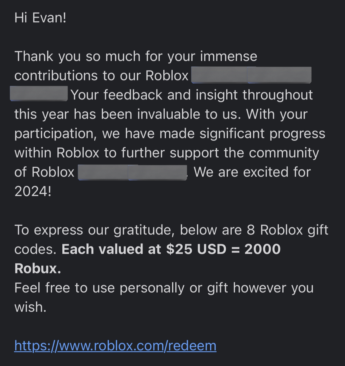 Roblox 25 USD - 2000 Robux