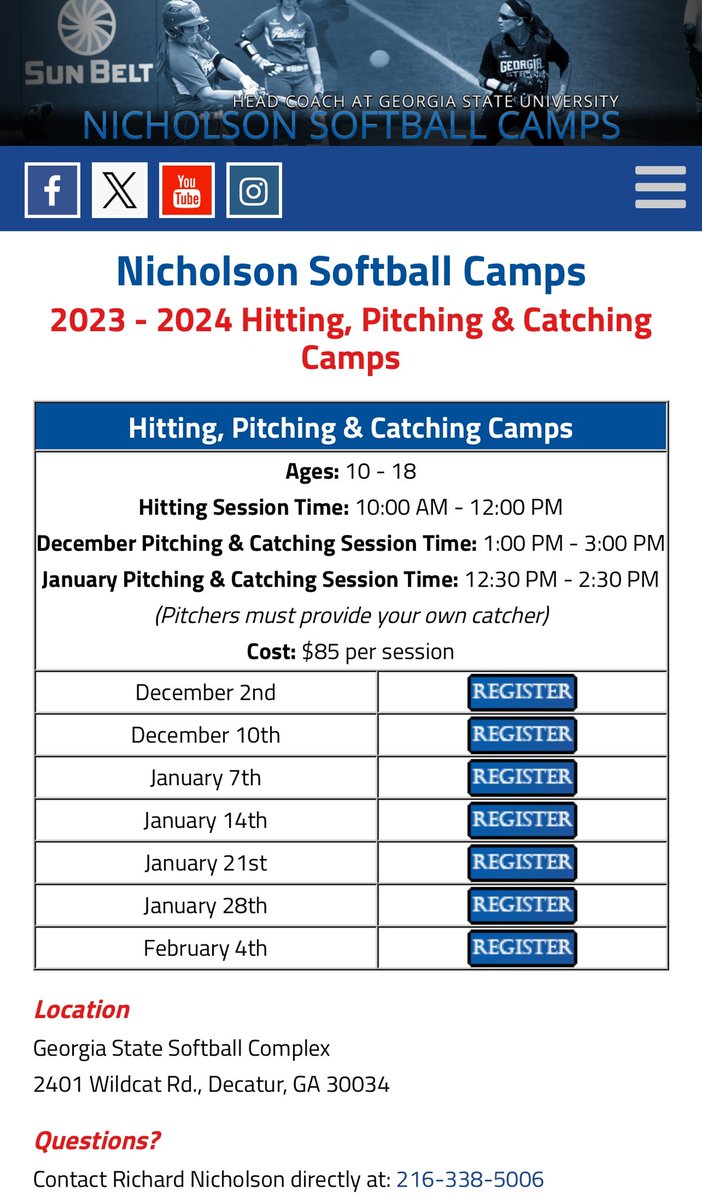 Come join us in 2024, we have 5 camps to start the new year!!! @CoachANicholson @GSU_Softball nicholsonsoftballcamps.com/hitting_pitchi…