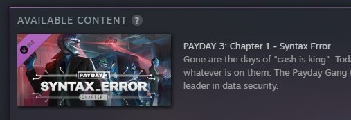 Payday 3 Chapter I Syntax Error Out Now