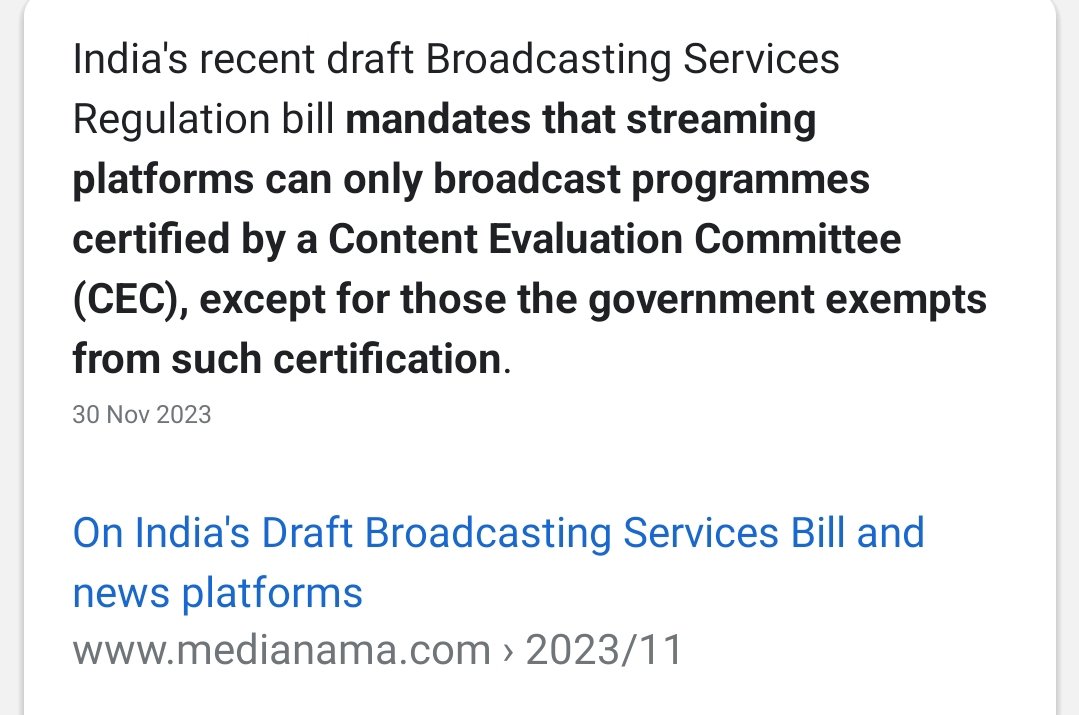 BhartiyaActress's tweet photo. @CelebsRatedX In India, #Nudity is #Not allowed in India.

But due to absence of Censor board on #OTT platform, Some #Bgrade series has started making. 

But now sadly, #Govt is going to #CensorOTT also.😭

Govt released the #BroadcastingRegulationBill.

It will become law very soon. https://t.co/KMbf0a6yWe