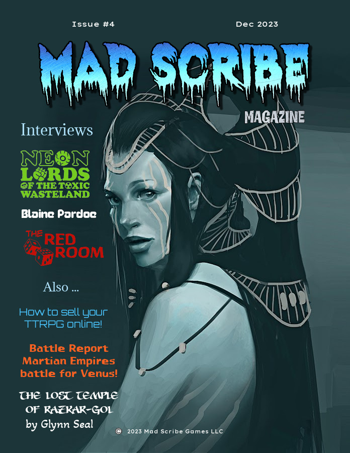 Issue #4 of Mad Scribe magazine is now available in digital pdf format from @DriveThruRPG Print versions should be ready by the end of the month. #TTRPGs #dnd #cosplay #fantasyart #scifibooks #comics drivethrurpg.com/product/463977…