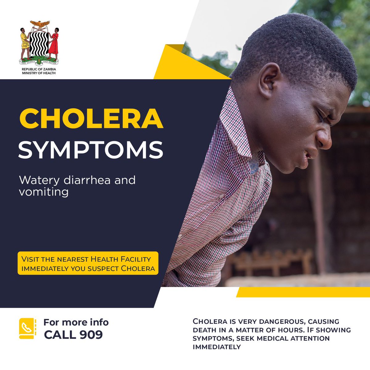 🚨Urgent Alert!🚨 Zambia has seen an increase in cholera cases,with the latest being 42cases & 2deaths.Let's prioritize hygiene and clean water access to prevent further spread. Wash your hands, use clean water sources, and stay informed. 
#EndCholera
#Staysafe
#Hygiene