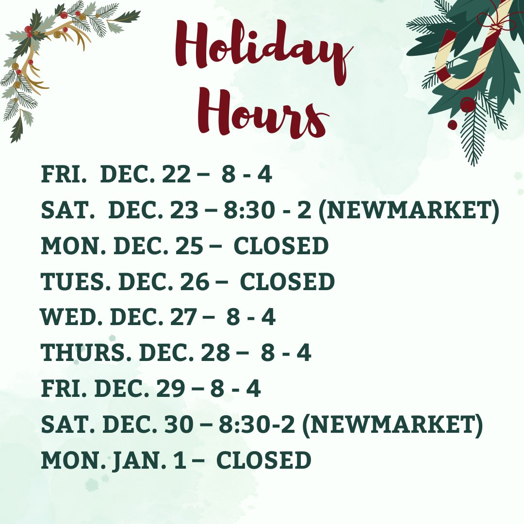 Here are our holiday hours.
#Cardiology #Cardiologist #Heart #Cardiac #HeartHealthy #HeartHealth #cardiovascularhealth #BeatHeartDisease #Orillia #Barrie #Newmarket #healthyheart
#heartcare #healthyholidays #holidayhours