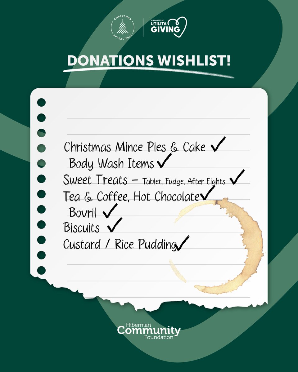 We are seeking donations of food as we create hampers across the festive season! Items that we are looking for can be found in the graphic below 👇 Please drop any donations off to the Hibernian Club Store at Easter Road. All of your help is greatly appreciated 💚