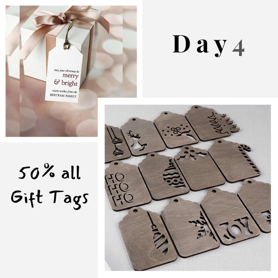 Day 4 of our 12 Days Till Christmas Sale is all about the details! Today at Snuggle Up Co, all gift tags are 50% off. Add that perfect finishing touch to your presents with our charming tags. #SnuggleUpCo #GiftTagGala #FestiveFinishingTouches #ChristmasCountdown #PerfectPresents