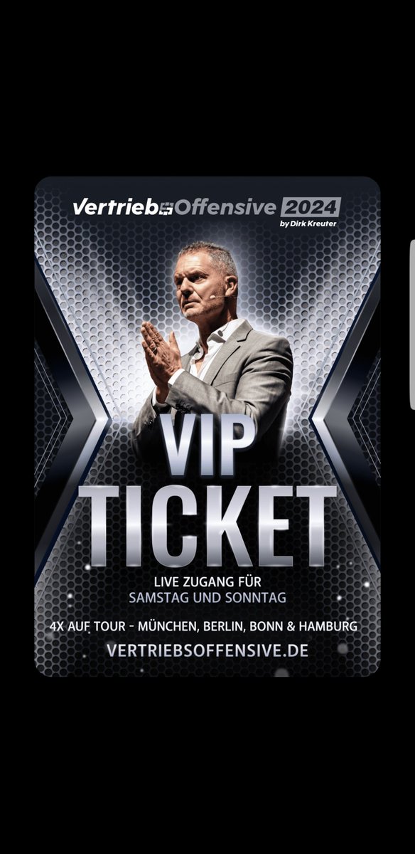 💯✔ Ab sofort VIP Tickets erhältlich für die #Vertriebsoffensive mit #DirkKreuter 💯
🔮🔮🔮🔮🔮🔮🔮🔮🔮🔮🔮
bestseller-verlag.com/produkt/vertri…