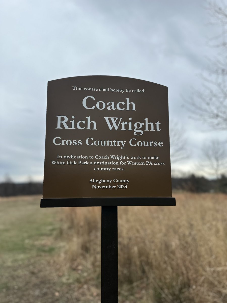 💜At noon today the XC course at White Oak Park was dedicated by Allegheny County in honor of Coach Rich Wright.  An incredible honor for an incredible coach.  Congratulations Coach!  Your team and entire running community loves you. @BHSActivities @Baldwin_FHSN @BaldwinAthDept