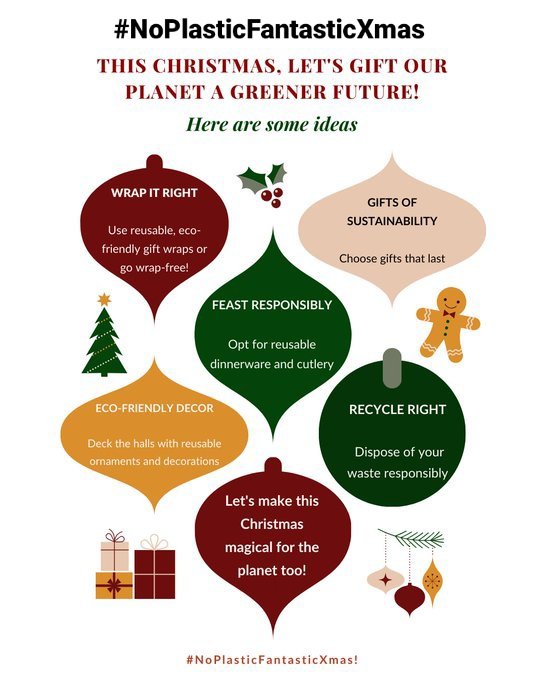 Join the #NoPlasticFantasticXmas Campaign! Let's gift our planet a greener future! Embrace the joy of the Xmas season while reducing plastic pollution. Together, we can create/celebrate a #NoPlasticFantasticXmas @UNESCO @ERIAorg @IAEANE @priyankachopra @heeralalias @CleanAirMoms