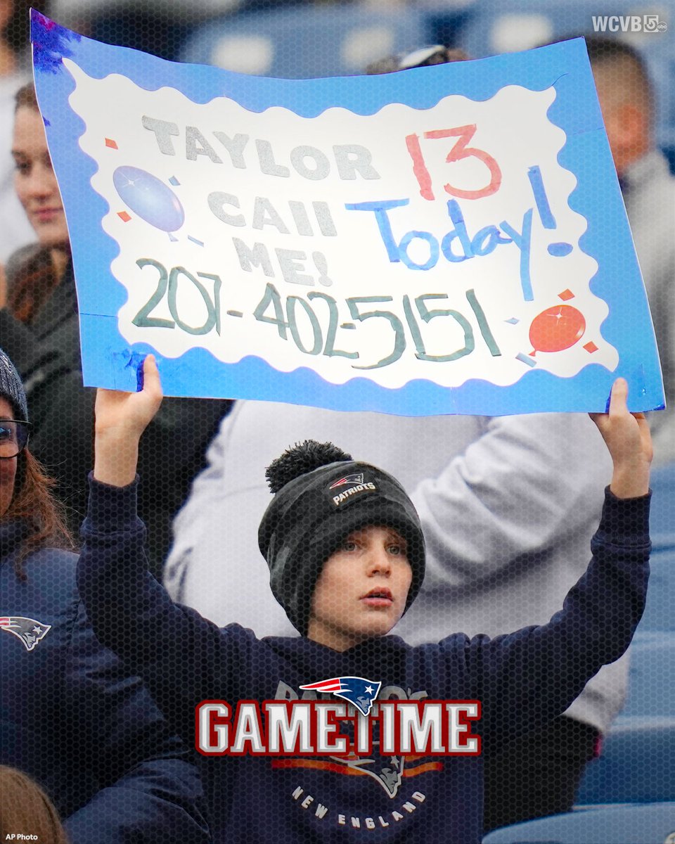 WCVB's tweet image. Fans at Gillette Stadium for today's Patriots-Chiefs game also have something else on their minds. How excited are you for this matchup Pats Nation? #NFL #football #Swifties
