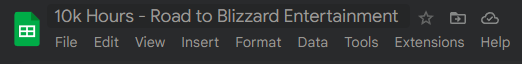 When starting my 3D journey in 2016 I created an excel spreadsheet to log my study hours. The spreadsheet was called '10k hours - Road to Blizzard Entertainment'. By 2022 when I was hired I had logged around 6000+ Hours, not counting any of my work hours at guerrilla.