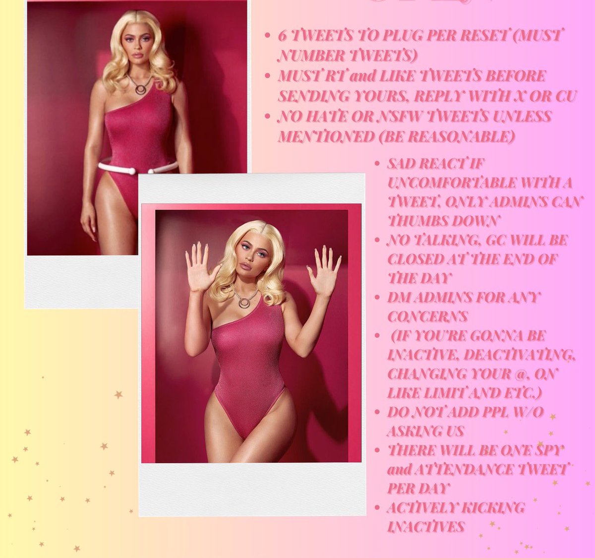 KING KYLIE LRT PAYOLA PROMO GC IS RECRUITING ACTIVE MEMBERS! 

• MBF <a href="/KingKyLikes/">KING KYLIE LIKE & RETWEET</a>  and ALL admins (check bio)

• RT &amp; reply your @ to be added

• NO hate/slander/ratio tweets allowed

• Catch up through our timeline! 

• 4 posts per reset.