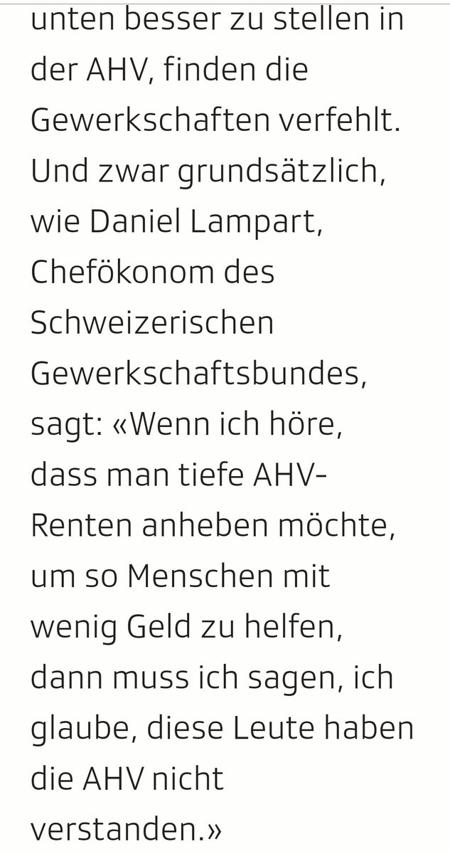 @DanielLampart 
Wir haben immerhin so viel Ahnung, dass wir wissen, dass die AHV existenzsichernd sein muss. In der Schweiz, in der ich lebe, reichen CHF 2450, resp. CHF 3675 nicht mal ansatzweise dafür.