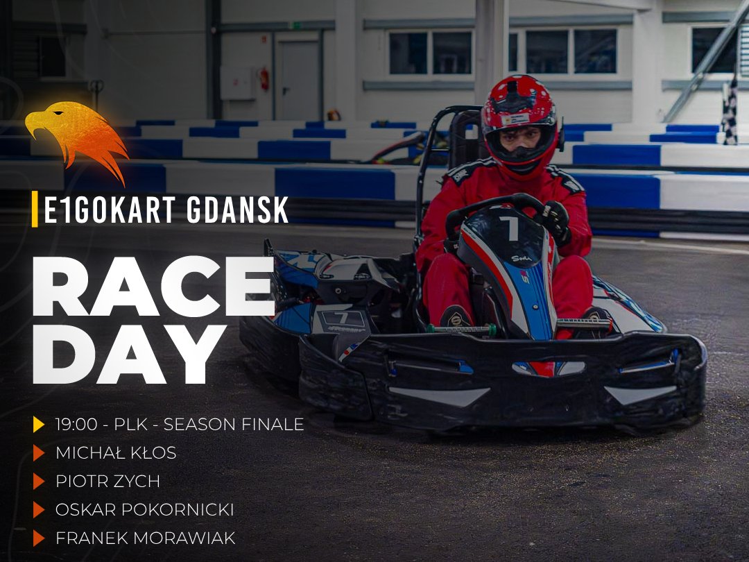 🏎️ | Race Day

🏆 Tomorrow at 19:00 CET our drivers will perform in the last race of the PLK season!

👥 Our drivers in tommorow's race: 
🔸<a href="/Michal_Klos93/">Michał Kłos</a> 
🔸<a href="/Zych78/">Piotr Zych</a> 
🔸<a href="/Oski_Pokorek/">Oskar Pokornicki</a> 
🔸<a href="/franekmorawiak/">franiu:)</a>