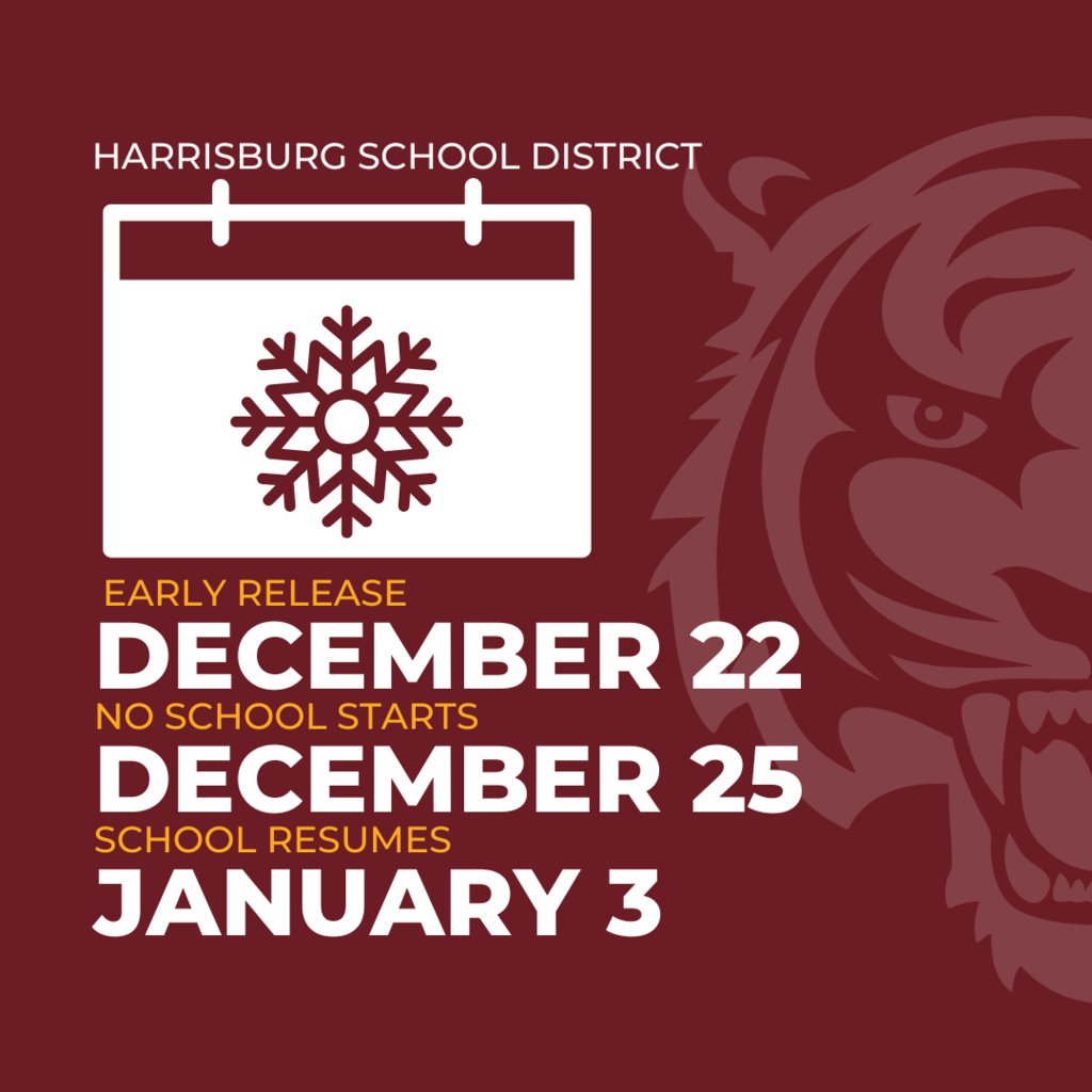 A reminder there will be a 2-hour Early Release on Friday, December 22nd, and No School from Monday, December 25th through Tuesday, January 2nd (In-Service). Classes resume on Wednesday, January 3rd. 🐾