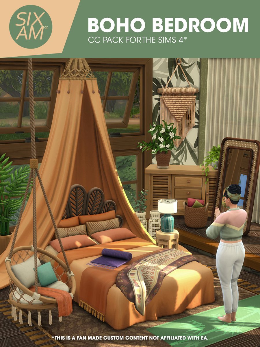 SixamCC's tweet image. ✨FREE CC✨

My "Boho Bedroom" CC Pack is out for free download. This is the third part of my Boho series and it is all about infusing your Sims' bedrooms with that distinct bohemian charm. 🧘‍♀️🪴🛏️✨#TheSims4 #Sims4CC

I hope you like it!  ▶️Link in bio.