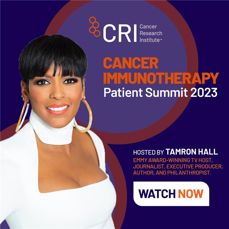 Discover immunotherapy basics, listen to patient stories, and hear from experts in the field during the Cancer Research Institute's newest virtual patient summit, moderated by Emmy Award-winning TV host, Tamron Hall! Watch now, at no cost: bit.ly/482rFqC #CRISummit