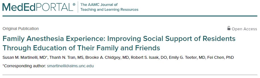 To combat #burnout in anesthesiology residents @UNC_Anesthesia @DrSusieUNC @FeiChenPhD @BrookeChidgey @EmilyTeeterMD allowed families to learn about a typical day and support systems available. Food for thought #PCCSM... @MedEdPORTAL tinyurl.com/4pdhws95 #MindfulMonday