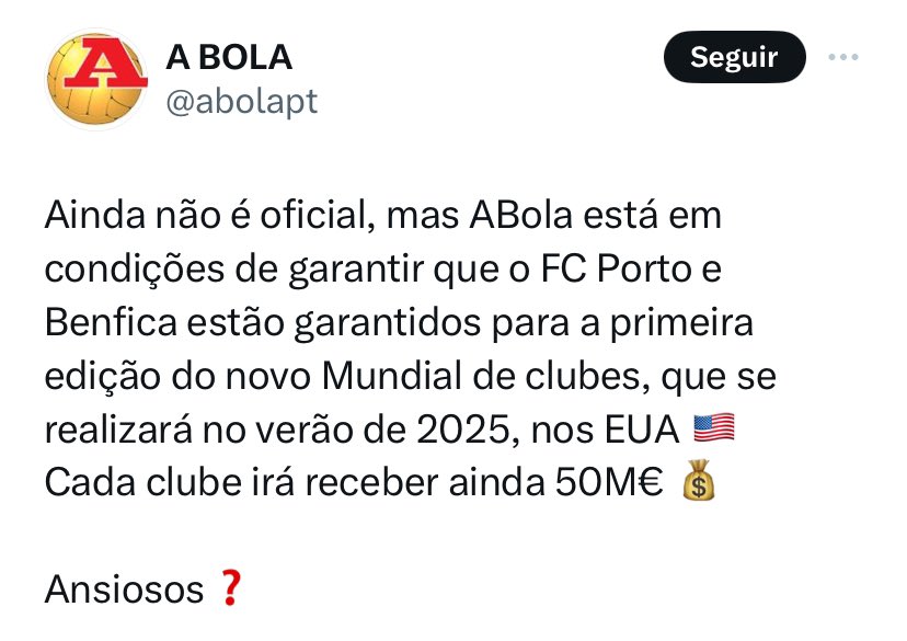 FC Porto e Benfica já estão garantidos no Mundial de Clubes de 2025