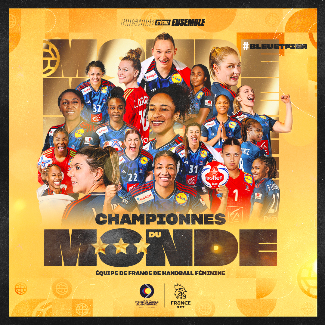 CHAMPIONNES DU MONDE !! ⭐⭐⭐ C'EST FAIT !! Les Bleues viennent à bout des Norvégiennes et s'offrent un troisième titre mondial ! 🏆 Un parcours irréprochable, une équipe soudée et une avalanche d'émotions 🤩 Merci les BLEUES 💙 🇫🇷 31-28 🇳🇴 #BleuetFier