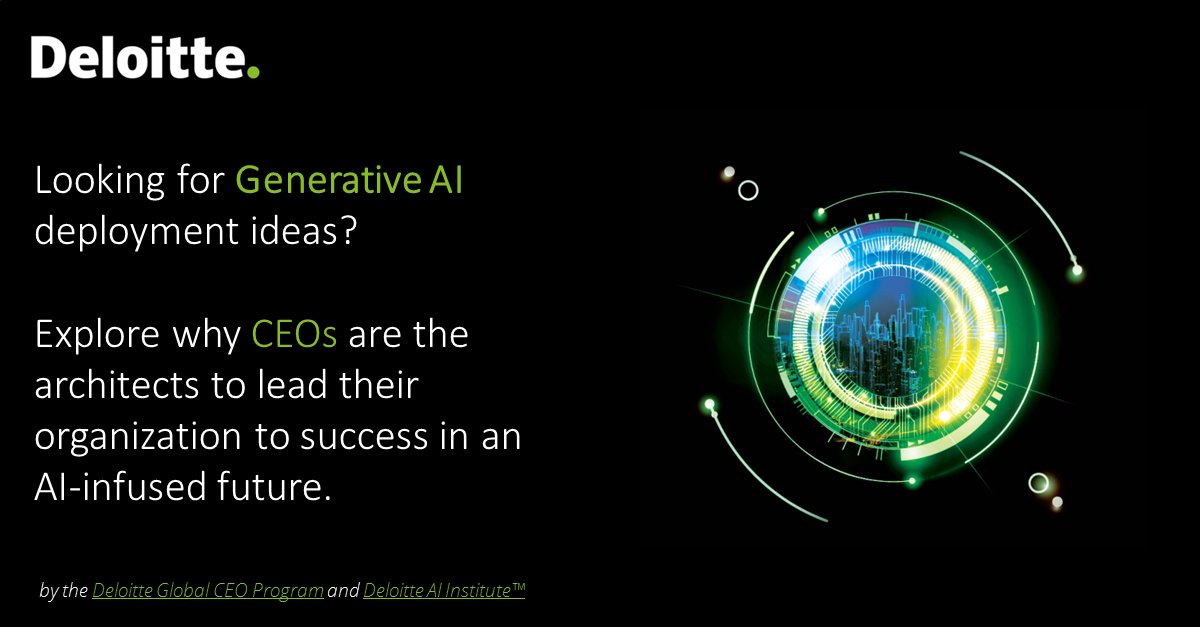 How can CEOs take #EnterpriseAI to the next level in today’s AI-infused world? Set the vision, communicate the vision, accelerate transformation. Discover how. deloi.tt/3Nuu3OW