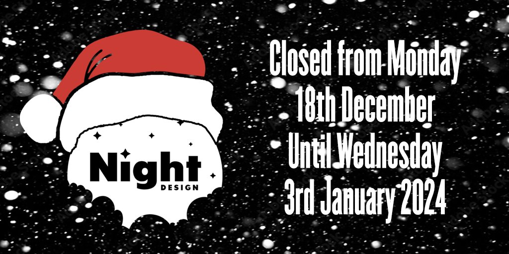 Don't panic! All orders made before 18th Dec. will be delivered before Christmas. All orders made during our holiday period will not be processed until January 3rd so please bear with us. Merry Xmas to one and all from Night Design! #NightDesign #RetroMusicTees #MerryChristmas