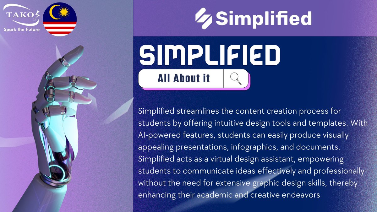 TakoAstatic's tweet image. Elevate your creativity with Simplified AI tools! 🎨✨ Follow for an exclusive intro and stay for the unveiling of 10 more revolutionary AI tools! 🌐🔥 Join us on this innovation journey – your gateway to a world of possibilities awaits! 🤖🚀 #SimplifiedAI  #StayTuned #aitools