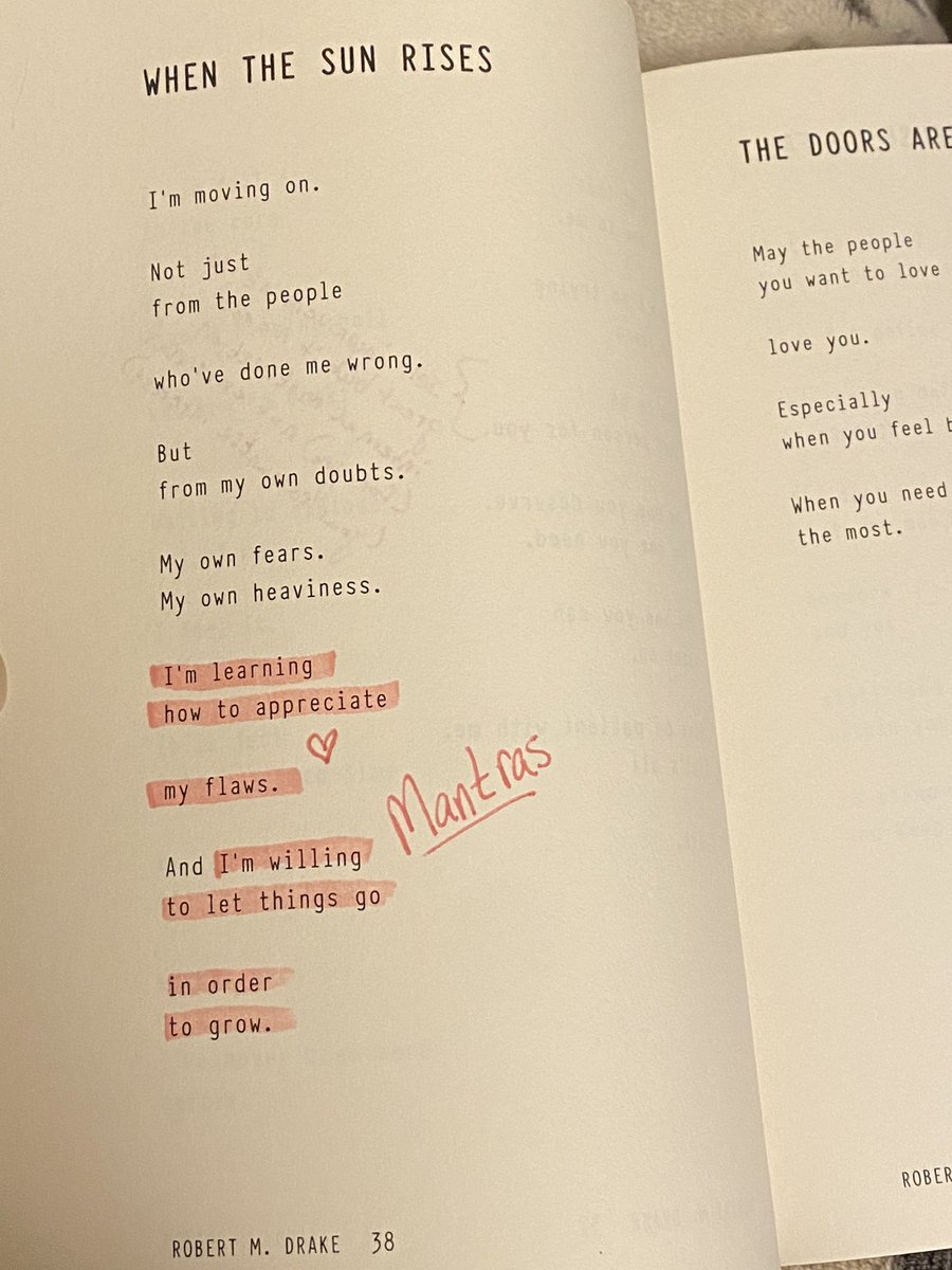 JuniPatience's tweet photo. With winter knocking and the semester behind, it felt like the right time to start Winter Roses after Fall by Robert M. Drake. If you’re looking for a gentle read, this might be it- peep some tucked away #mantras from tonights reading. #poetrycommunity #reader 
#affirmations https://t.co/TBPJPEBd9Y