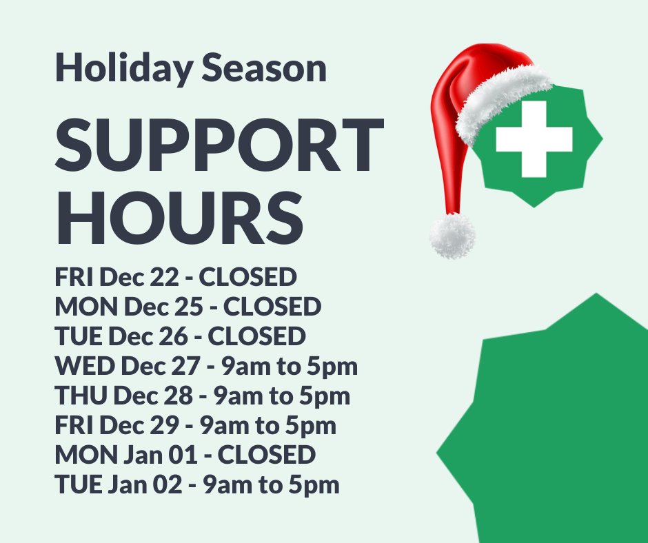 The entire team at HotDoc wishes you a safe and happy holiday season
During this time, our support hours will slightly differ 
We are looking forward to seeing you in 2024