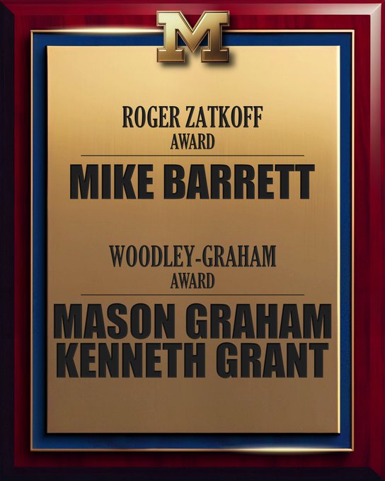 Roger Zatkoff Award: Mike Barrett Woodley-Graham Award: Mason Graham and Kenneth Grant